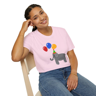 Cute Elephant with Balloons Unisex Adult T-Shirt by TOOLOUD