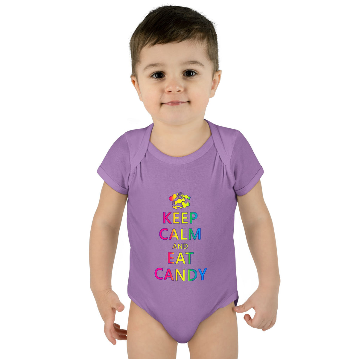 Keep Calm and Eat Candy Infant One Piece Bodysuit by TOOLOUD