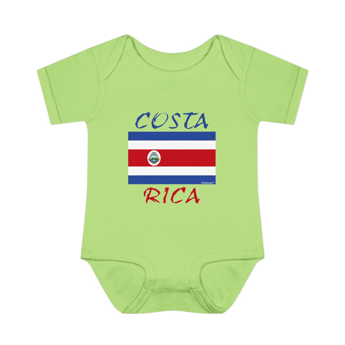 Costa Rica Flag Baby Romper Bodysuit by TOOLOUD