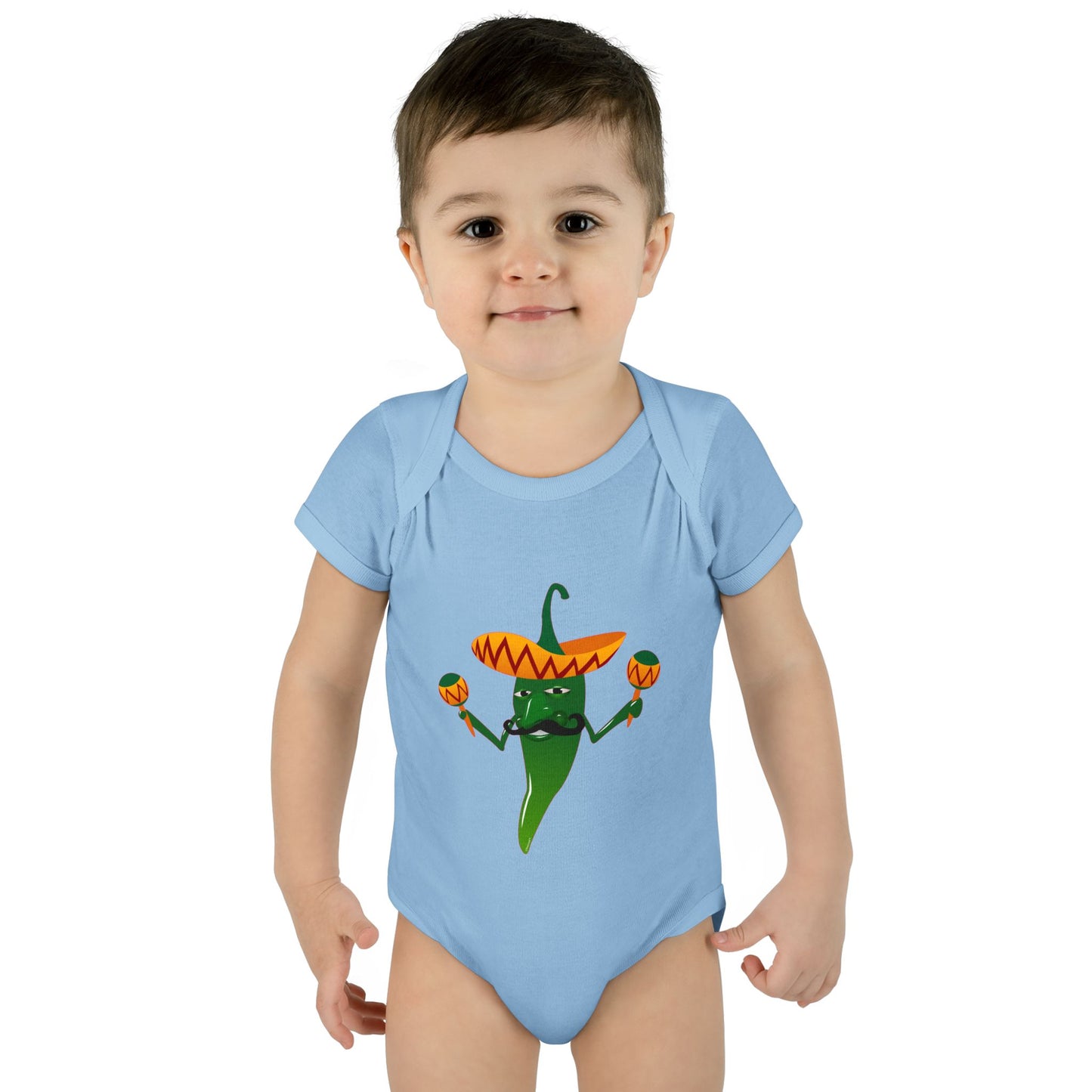 Green Hot Mexican Chili Pepper Cute Infant One-Piece Baby Bodysuit by TOOLOUD