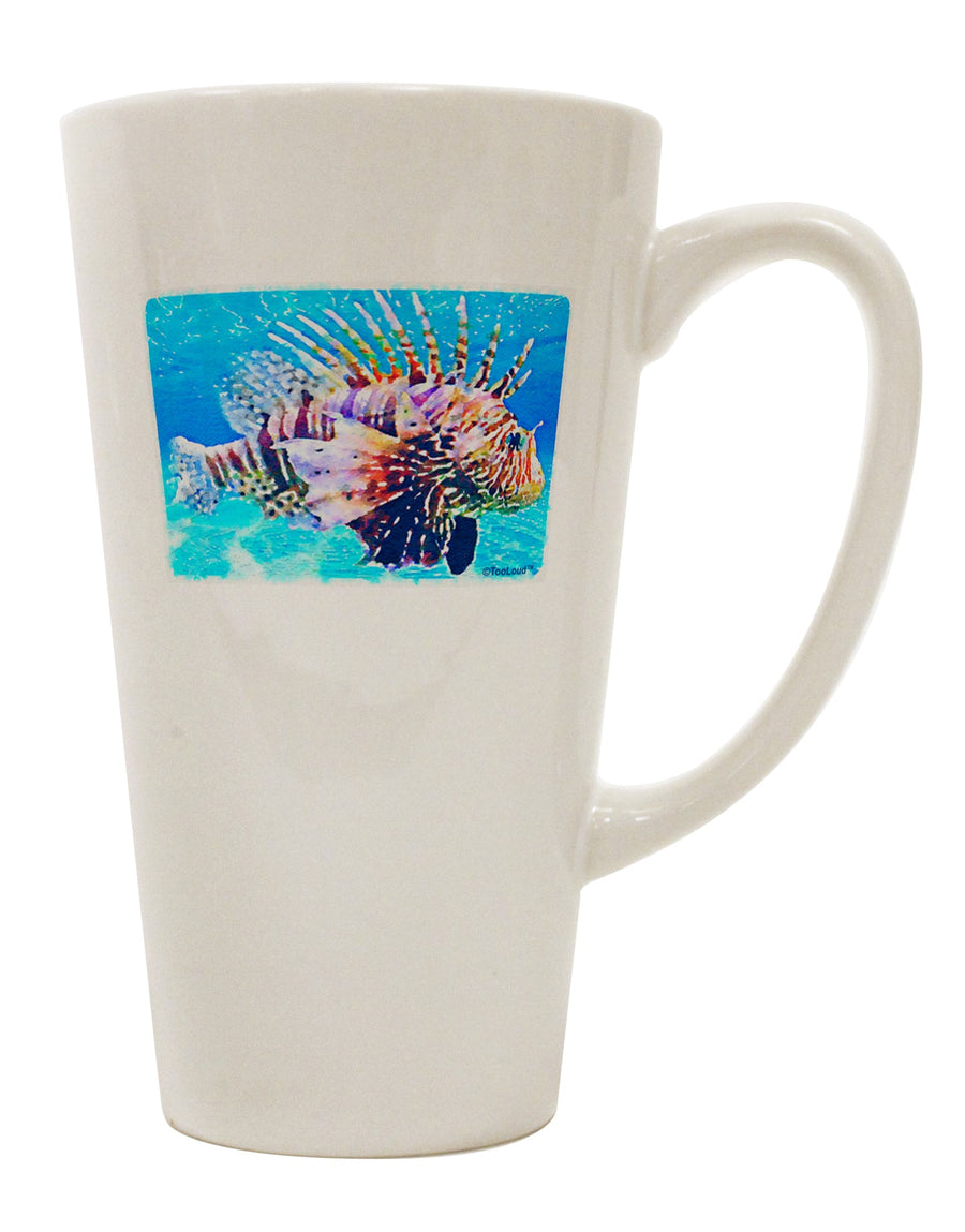 16 Ounce Conical Latte Coffee Mug - A Captivating Lionfish in Watercolor Design by TooLoud-Conical Latte Mug-TooLoud-White-Davson Sales