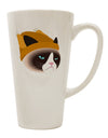 16 Ounce Conical Latte Coffee Mug - A Delightful Choice for Cat Lovers, Featuring a Disgruntled Feline in a Turkey Hat by TooLoud-Conical Latte Mug-TooLoud-White-Davson Sales