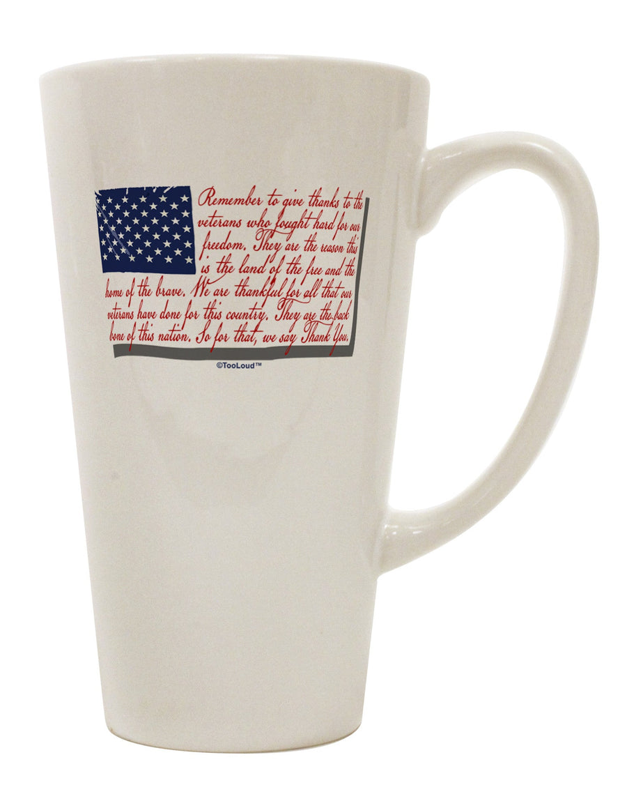 16 Ounce Conical Latte Coffee Mug - Crafted for Veterans-Conical Latte Mug-TooLoud-White-Davson Sales