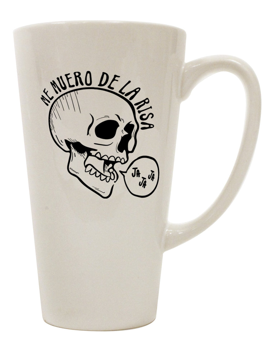 TooLoud Me Muero De La Risa Skull 16 Ounce Conical Latte Coffee Mug