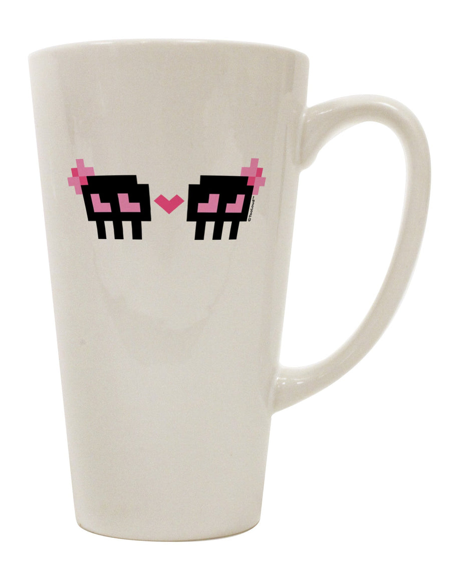 16 Ounce Conical Latte Coffee Mug - Expertly Crafted for 8-Bit Skull Love Enthusiasts - TooLoud-Conical Latte Mug-TooLoud-White-Davson Sales