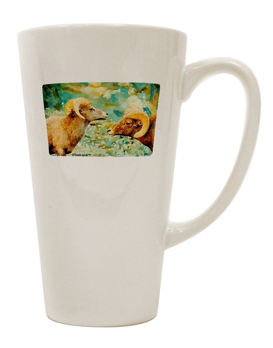 16 Ounce Conical Latte Coffee Mug - Expertly Crafted for Admirers of Majestic Bighorn Rams-Conical Latte Mug-TooLoud-White-Davson Sales