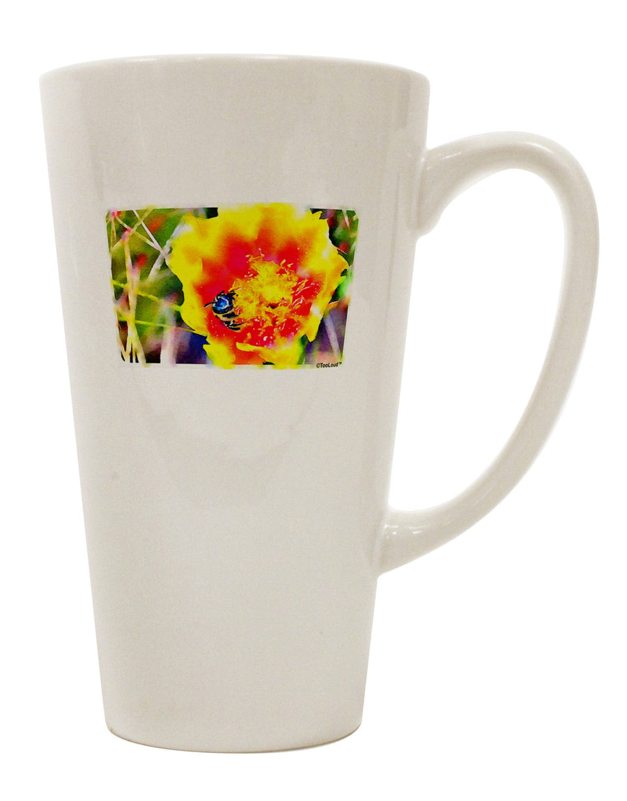 16 Ounce Conical Latte Coffee Mug - Expertly Crafted for Bee Cactus Watercolor Enthusiasts - TooLoud-Conical Latte Mug-TooLoud-White-Davson Sales