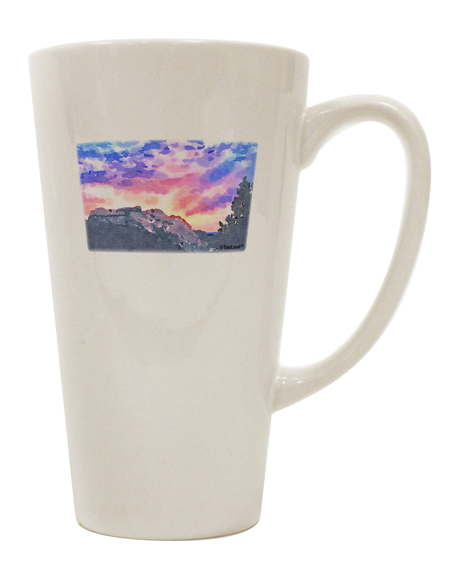 16 Ounce Conical Latte Coffee Mug - Expertly Crafted for Captivating Colorado Rainbow Sunset Watercolor - TooLoud-Conical Latte Mug-TooLoud-White-Davson Sales