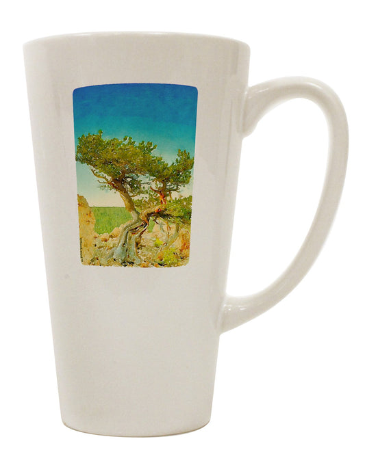 16 Ounce Conical Latte Coffee Mug - Expertly Crafted for Colorado Tree Watercolor Enthusiasts-Conical Latte Mug-TooLoud-White-Davson Sales