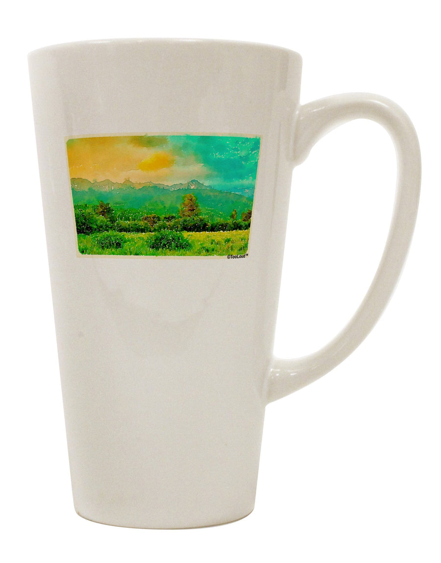 16 Ounce Conical Latte Coffee Mug - Expertly Crafted for Mountain Sunset Watercolor Enthusiasts - TooLoud-Conical Latte Mug-TooLoud-White-Davson Sales