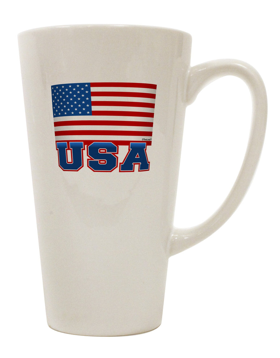 16 Ounce Conical Latte Coffee Mug - Expertly Crafted for Patriotic Drinkware Enthusiasts-Conical Latte Mug-TooLoud-White-Davson Sales