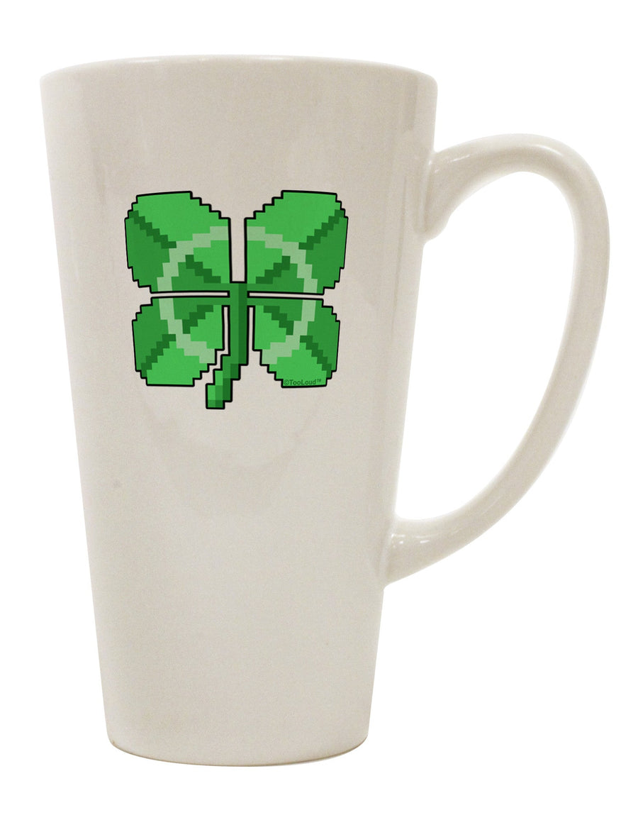 16 Ounce Conical Latte Coffee Mug - Expertly Crafted for Pixel Four Leaf Clover Enthusiasts - TooLoud-Conical Latte Mug-TooLoud-White-Davson Sales