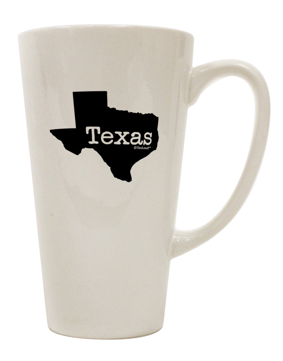 16 Ounce Conical Latte Coffee Mug - Expertly Crafted in the Shape of Texas, United States by TooLoud