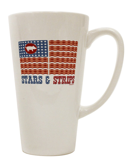 16 Ounce Conical Latte Coffee Mug - Expertly Crafted with American Bacon Flag Design - TooLoud-Conical Latte Mug-TooLoud-White-Davson Sales