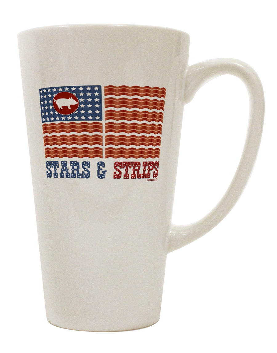 16 Ounce Conical Latte Coffee Mug - Expertly Crafted with American Bacon Flag Design - TooLoud-Conical Latte Mug-TooLoud-White-Davson Sales
