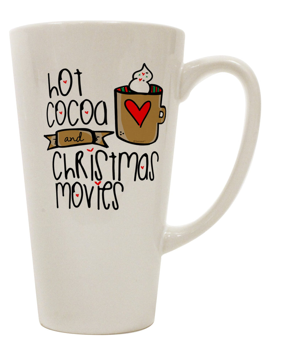 TooLoud Hot Cocoa and Christmas Movies 16 Ounce Conical Latte Coffee M