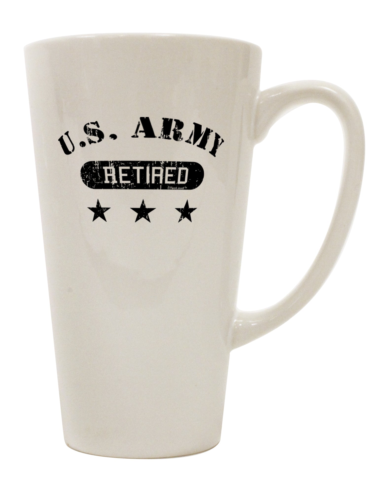 16 Ounce Conical Latte Coffee Mug for Retired Army Personnel - Expertly Crafted by TooLoud-Conical Latte Mug-TooLoud-White-Davson Sales