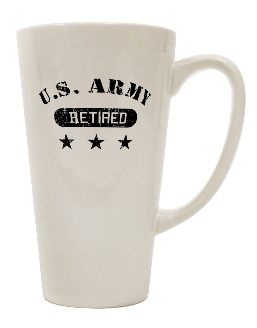 16 Ounce Conical Latte Coffee Mug for Retired Army Personnel - Expertly Crafted by TooLoud-Conical Latte Mug-TooLoud-White-Davson Sales