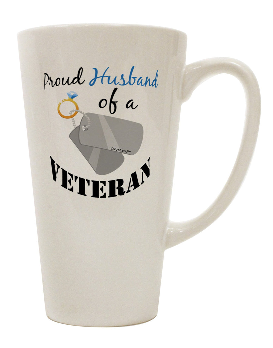 16 Ounce Conical Latte Coffee Mug for the Husband of a Veteran - TooLoud-Conical Latte Mug-TooLoud-White-Davson Sales