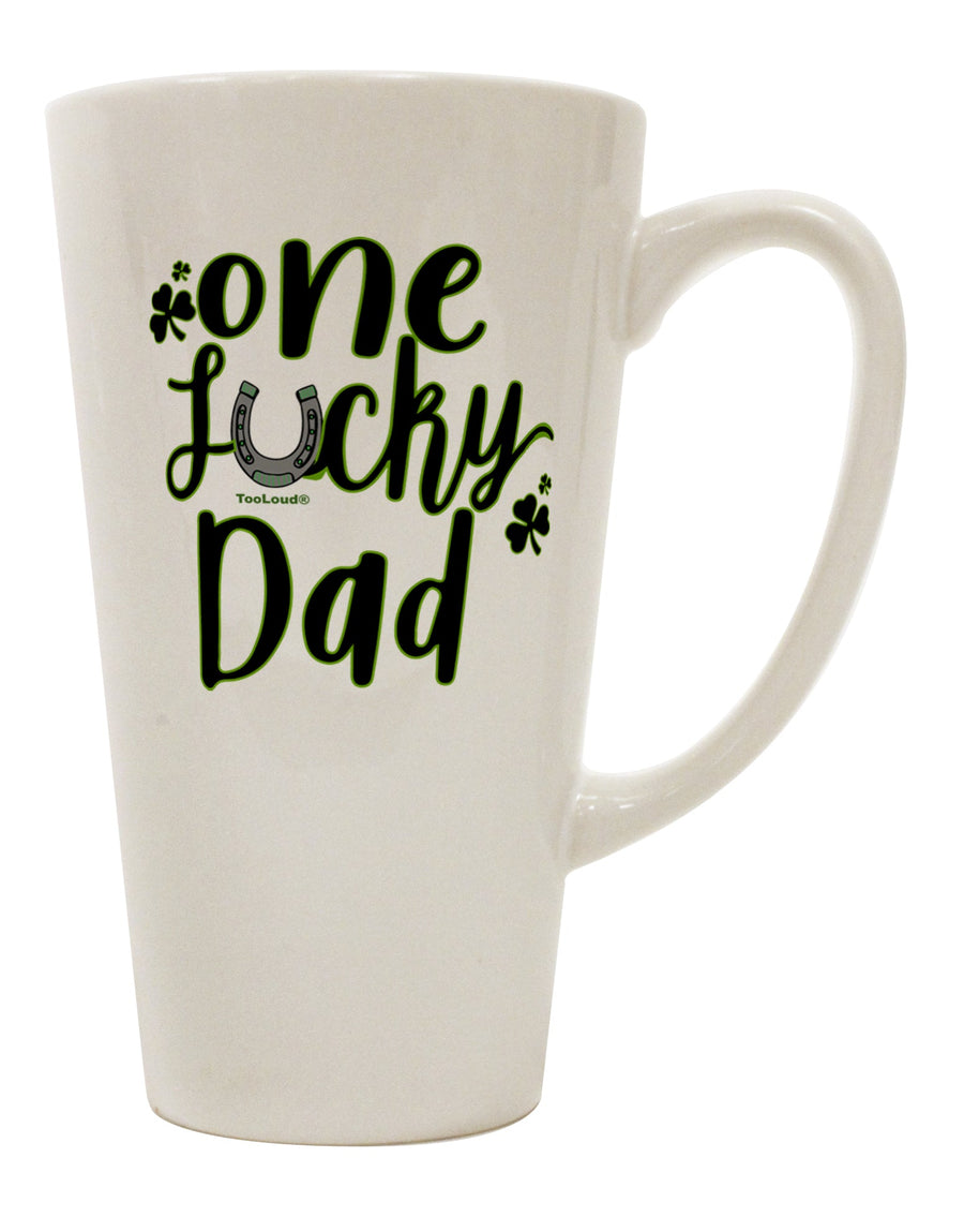 16 Ounce Conical Latte Coffee Mug for the Lucky Dad - TooLoud-Conical Latte Mug-TooLoud-Davson Sales