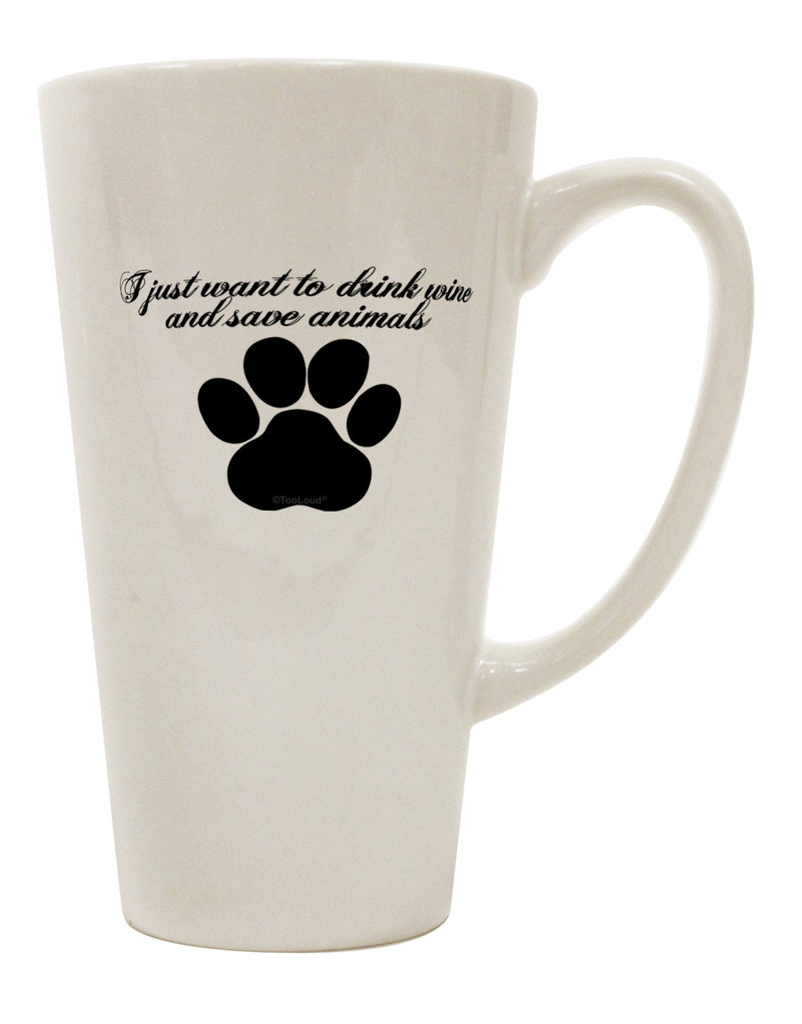 16 Ounce Conical Latte Coffee Mug for Wine Enthusiasts and Animal Lovers - Expertly Crafted by TooLoud-Conical Latte Mug-TooLoud-White-Davson Sales