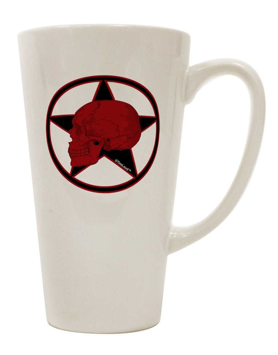 16 Ounce Conical Latte Coffee Mug in Striking Blood Red Skull Design - Expertly Crafted by TooLoud-Conical Latte Mug-TooLoud-White-Davson Sales