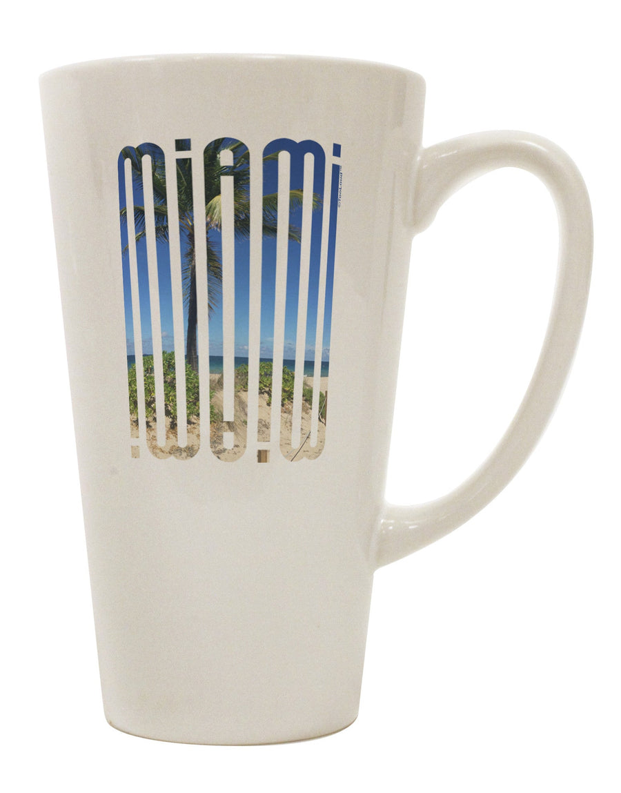 16 Ounce Conical Latte Coffee Mug - Perfect for Capturing the Miami Beach View-Conical Latte Mug-TooLoud-White-Davson Sales