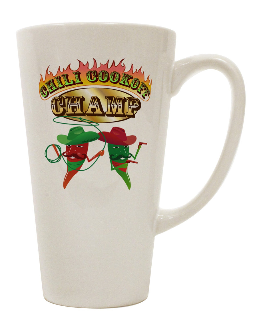 16 Ounce Conical Latte Coffee Mug - Perfect for Cowboy Chili Cookoff Champions-Conical Latte Mug-TooLoud-White-Davson Sales