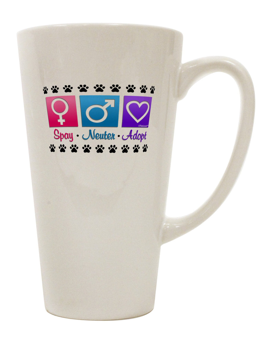 16 Ounce Conical Latte Coffee Mug - Perfect for Spay Neuter Adopt Campaigns TooLoud-Conical Latte Mug-TooLoud-White-Davson Sales