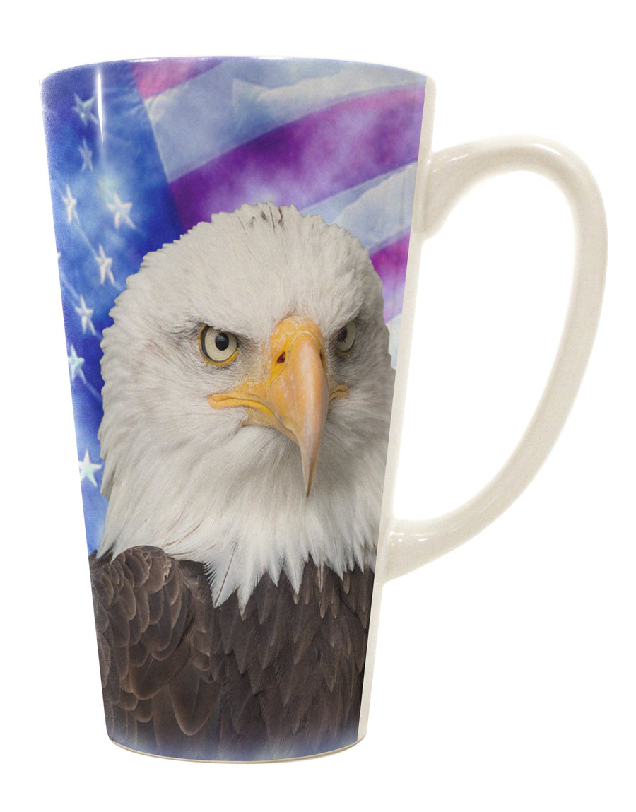 16 Ounce Conical Latte Coffee Mug with All American Eagle All Over Print - Expertly Crafted by TooLoud-Conical Latte Mug-TooLoud-White-Davson Sales