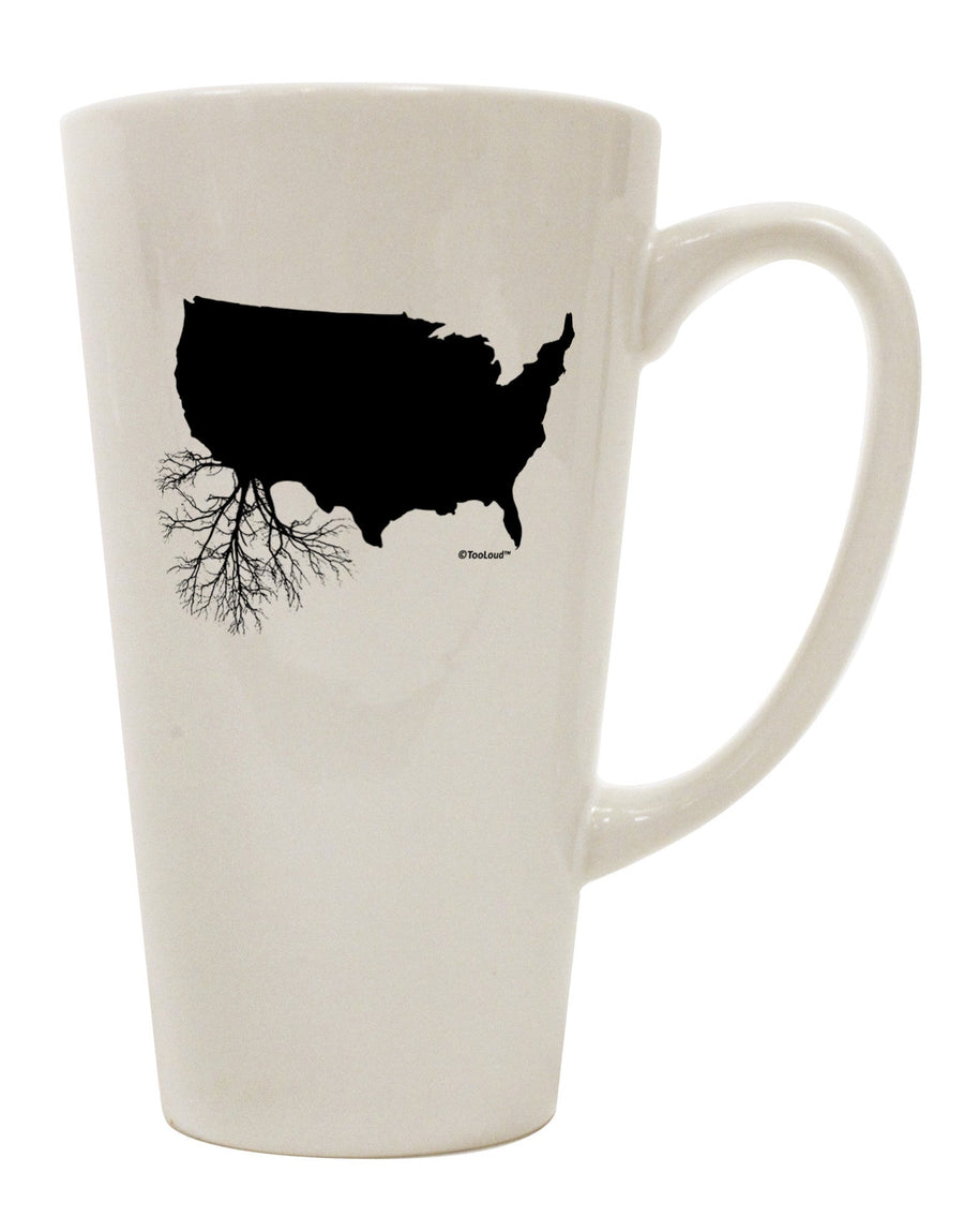 16 Ounce Conical Latte Coffee Mug with American Roots Design - Expertly Crafted by TooLoud-Conical Latte Mug-TooLoud-White-Davson Sales