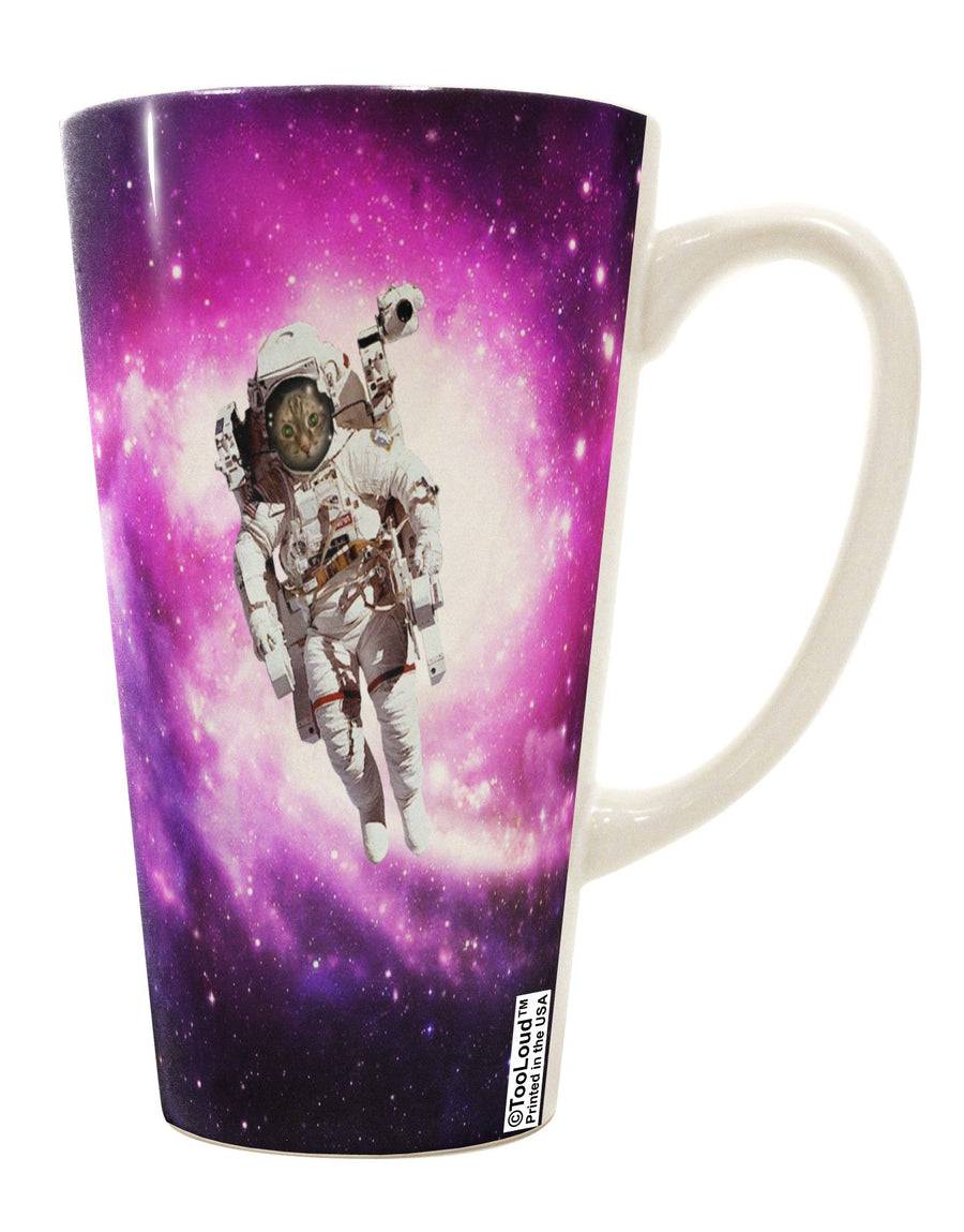 16 Ounce Conical Latte Coffee Mug with Astronaut Cat All Over Print - Expertly Crafted Drinkware TooLoud-Conical Latte Mug-TooLoud-White-Davson Sales