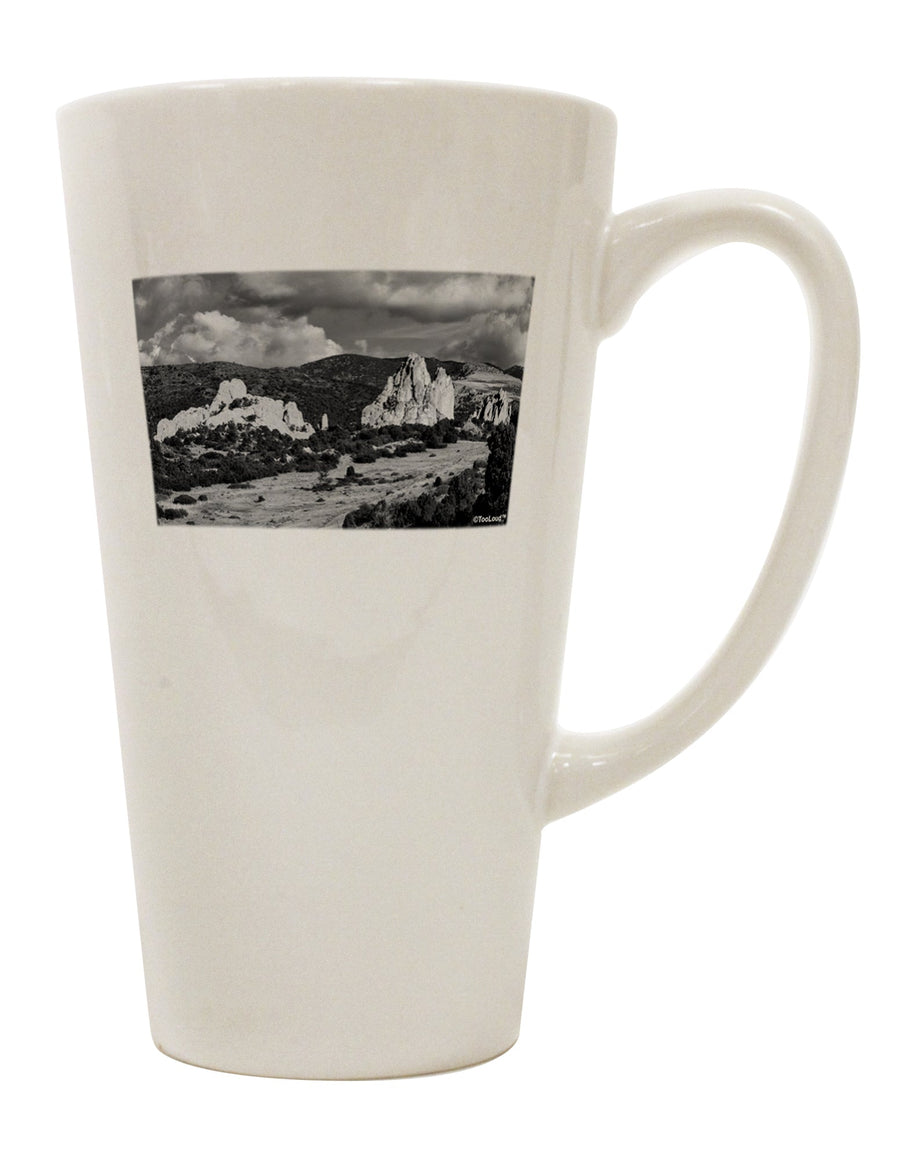 16 Ounce Conical Latte Coffee Mug with Captivating CO Mountain Forest Scene - Crafted by a Drinkware Expert-Conical Latte Mug-TooLoud-White-Davson Sales