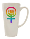 16 Ounce Conical Latte Coffee Mug with Distressed Rainbow Feminism Symbol - Expertly Crafted Drinkware TooLoud-Conical Latte Mug-TooLoud-White-Davson Sales