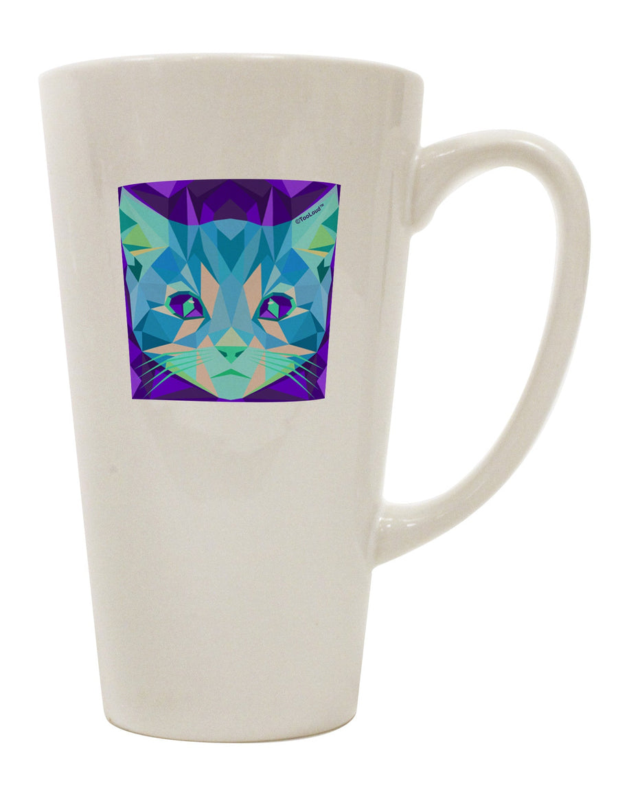 16 Ounce Conical Latte Coffee Mug with Geometric Kitty Design - TooLoud-Conical Latte Mug-TooLoud-White-Davson Sales