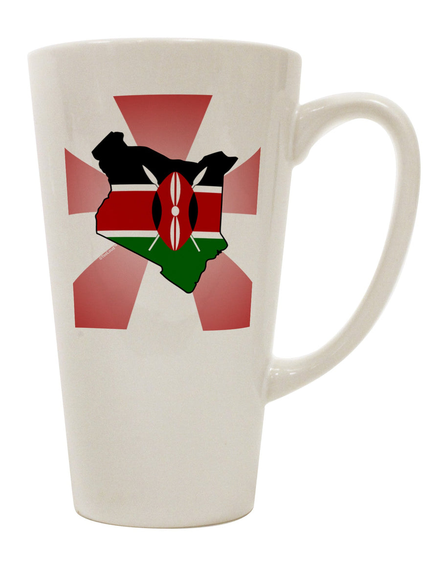 16 Ounce Conical Latte Coffee Mug with Kenya Flag Design - Expertly Crafted Drinkware TooLoud-Conical Latte Mug-TooLoud-White-Davson Sales