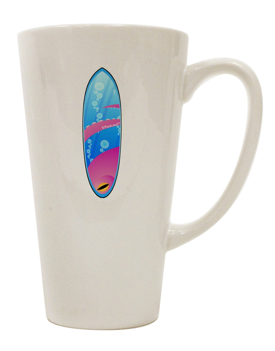 16 Ounce Conical Latte Coffee Mug with Octopus Surfboard Design - Expertly Crafted by TooLoud-Conical Latte Mug-TooLoud-White-Davson Sales