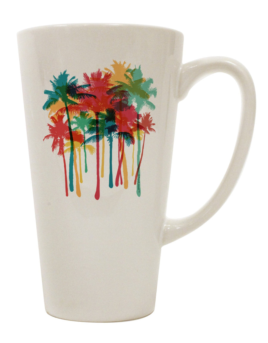 16 Ounce Conical Latte Coffee Mug with Paint Splash Palm Trees Design - TooLoud-Conical Latte Mug-TooLoud-White-Davson Sales