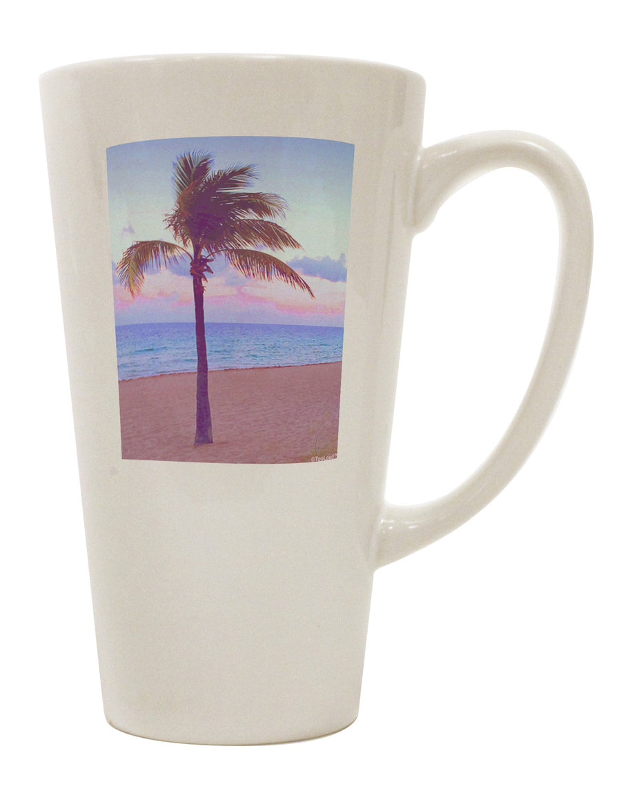 16 Ounce Conical Latte Coffee Mug with Palm Tree Beach Filter - TooLoud-Conical Latte Mug-TooLoud-White-Davson Sales