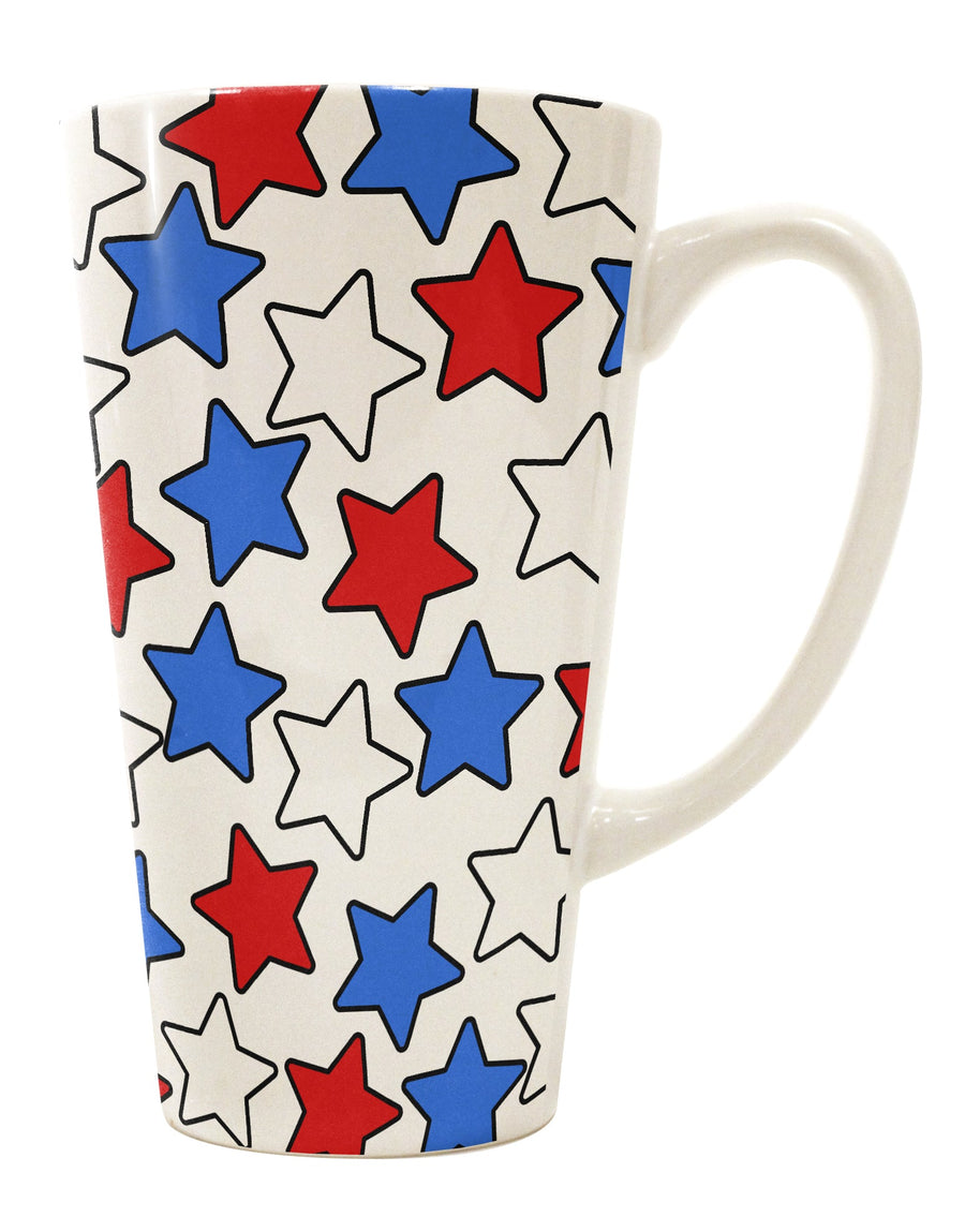 16 Ounce Conical Latte Coffee Mug with Red, White, and Blue Stars - Expertly Crafted by TooLoud-Conical Latte Mug-TooLoud-White-Davson Sales