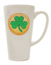 16 Ounce Conical Latte Coffee Mug with Shamrock Button Vector Design - Expertly Crafted by TooLoud-Conical Latte Mug-TooLoud-White-Davson Sales