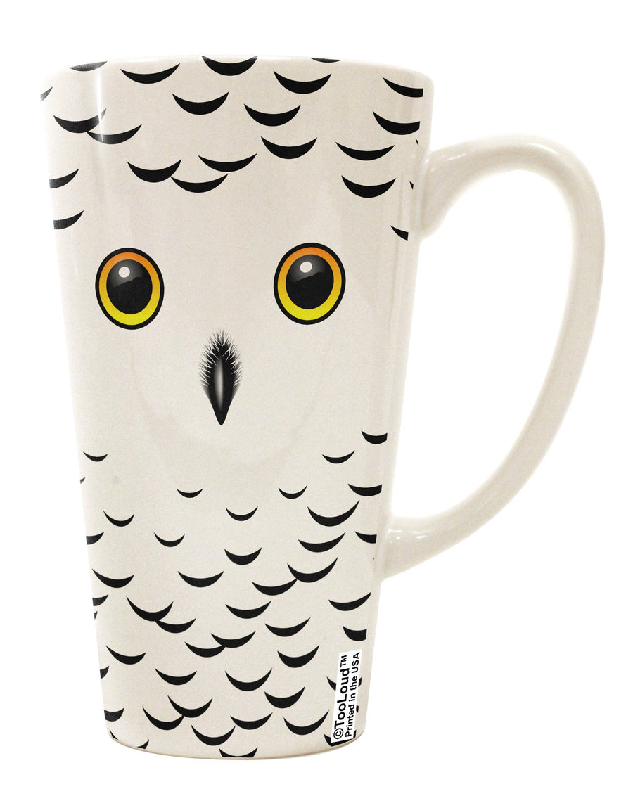 16 Ounce Conical Latte Coffee Mug with Snowy Owl Cute Animal Face All Over Print - TooLoud-Conical Latte Mug-TooLoud-White-Davson Sales