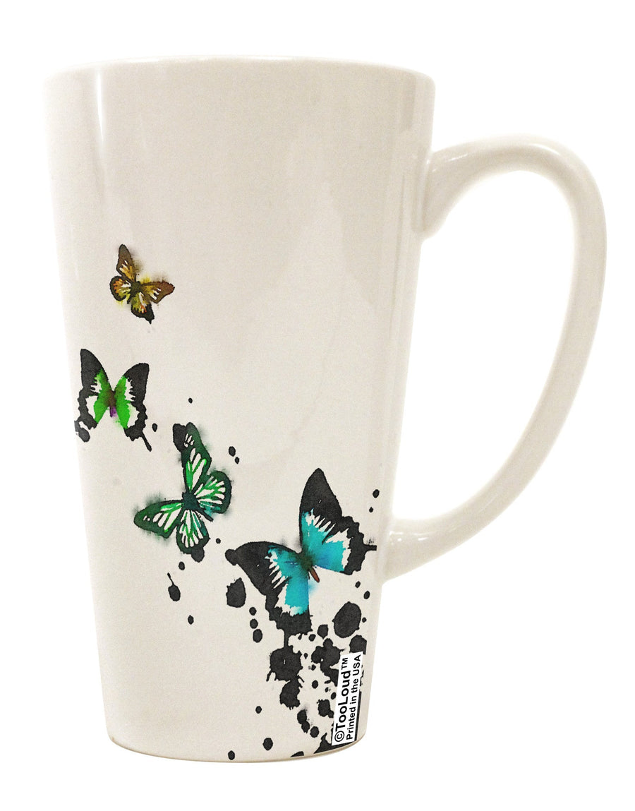 16 Ounce Conical Latte Coffee Mug with Splatter Butterflies All Over Print - Expertly Crafted Drinkware TooLoud-Conical Latte Mug-TooLoud-White-Davson Sales