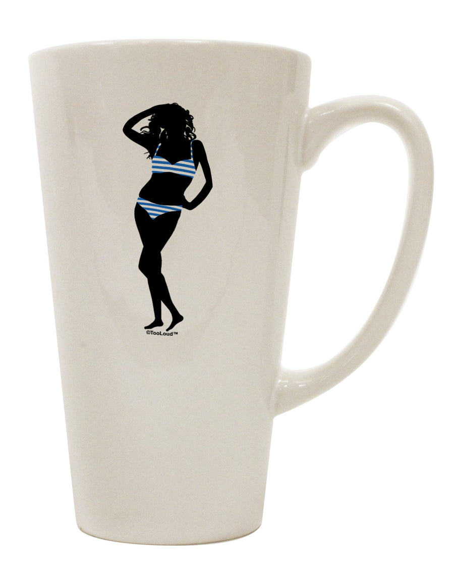 16 Ounce Conical Latte Coffee Mug with Stripes Bikini Shadow - Expertly Crafted Drinkware by TooLoud-Conical Latte Mug-TooLoud-White-Davson Sales