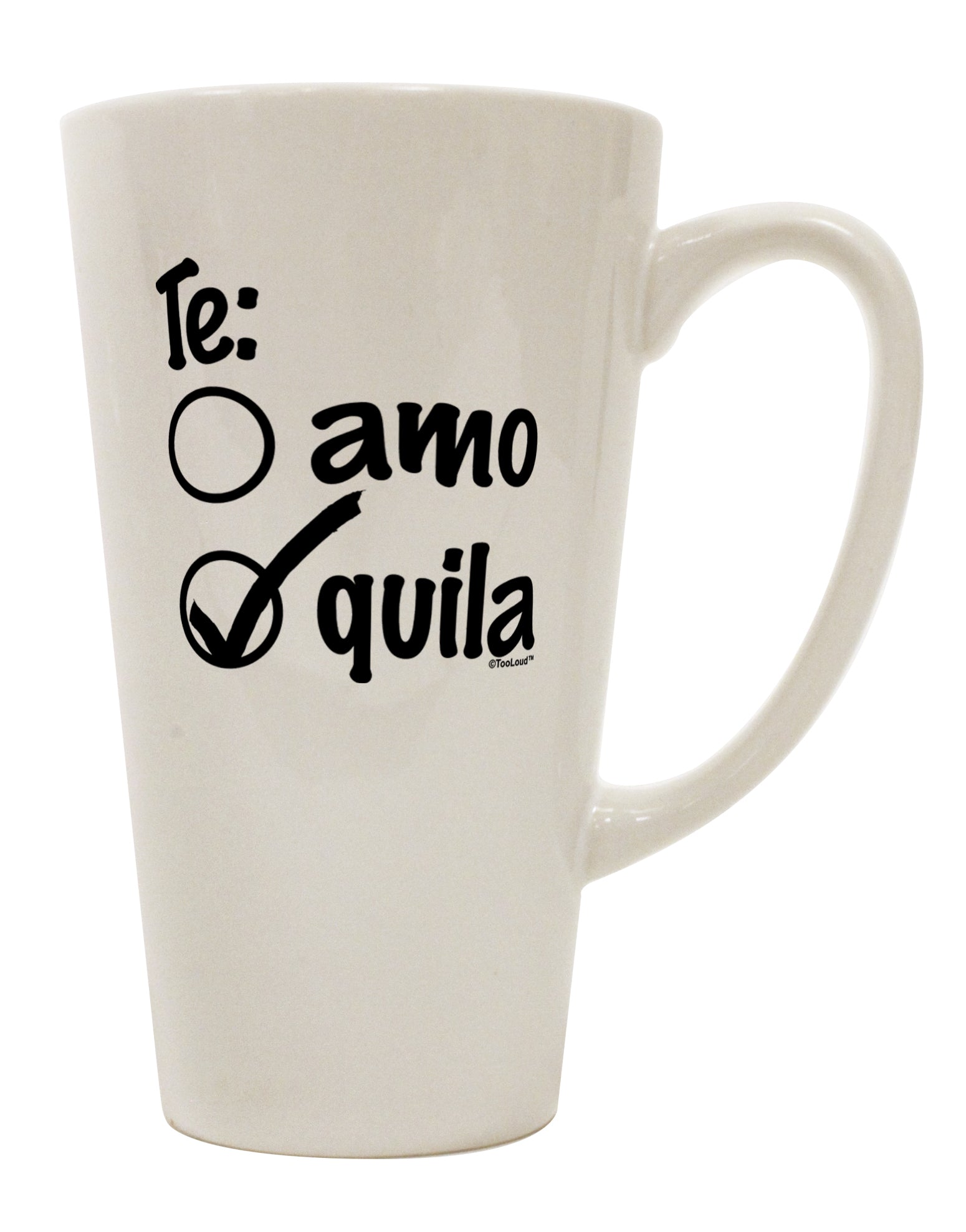 16 Ounce Conical Latte Coffee Mug with Tequila Checkmark Design - Expertly Crafted by TooLoud-Conical Latte Mug-TooLoud-White-Davson Sales