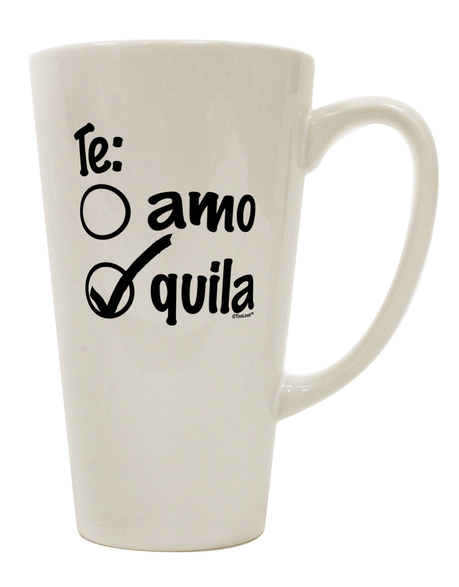 16 Ounce Conical Latte Coffee Mug with Tequila Checkmark Design - Expertly Crafted by TooLoud-Conical Latte Mug-TooLoud-White-Davson Sales