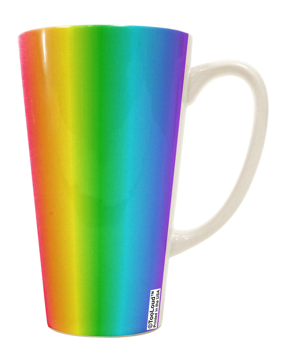 16 Ounce Conical Latte Coffee Mug with Vertical Rainbow Gradient Design - Expertly Crafted by a Drinkware Specialist-Conical Latte Mug-TooLoud-White-Davson Sales