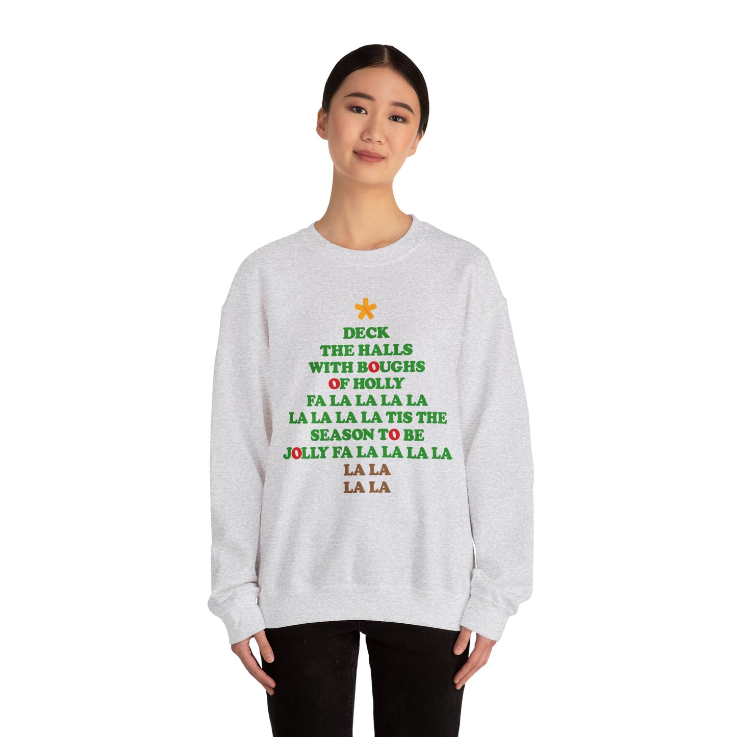 Deck the Halls Lyrics Christmas Tree Adult Sweatshirt by TOOLOUD