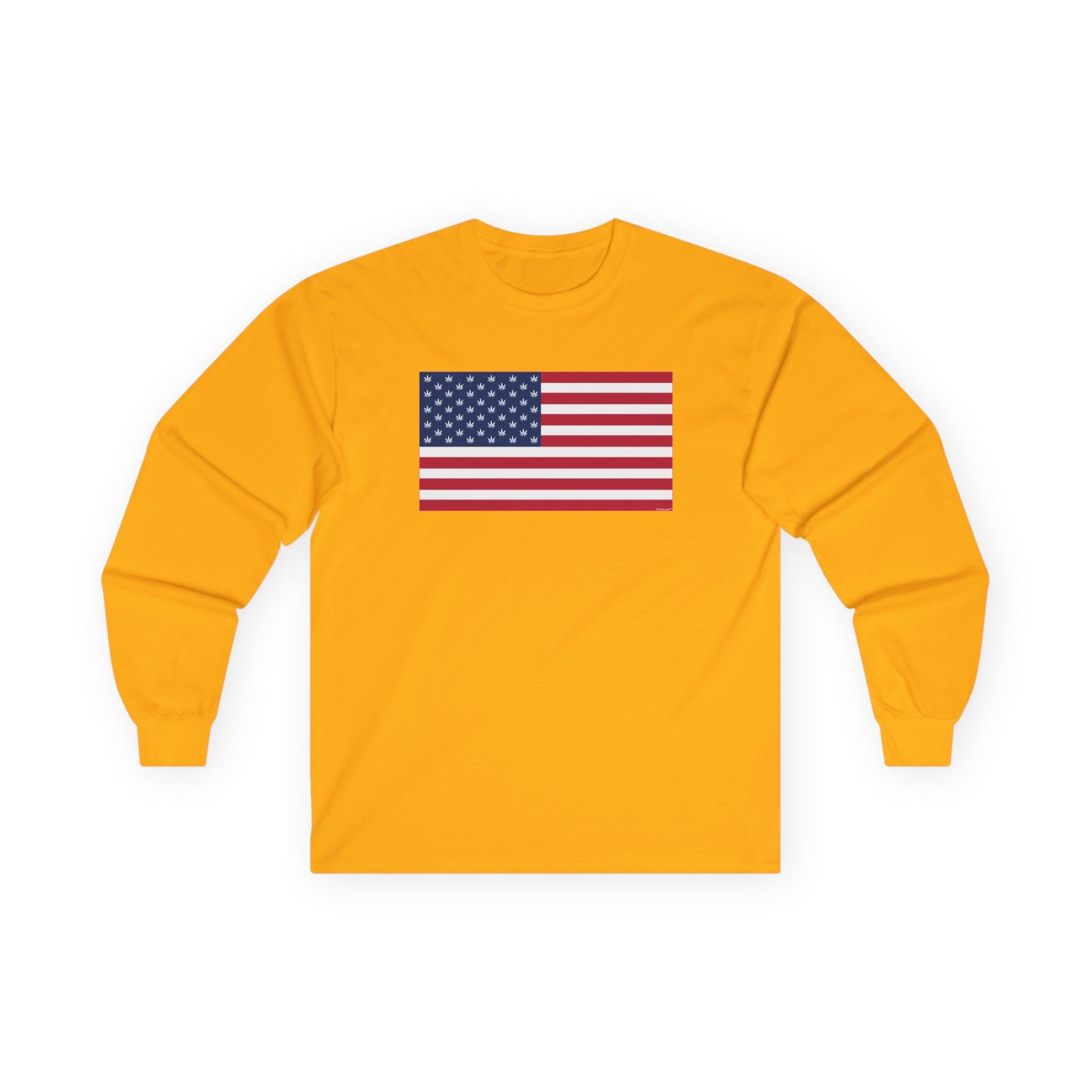 American Flag – Marijuana Leaf Adult Long Sleeve T-Shirt by TOOLOUD