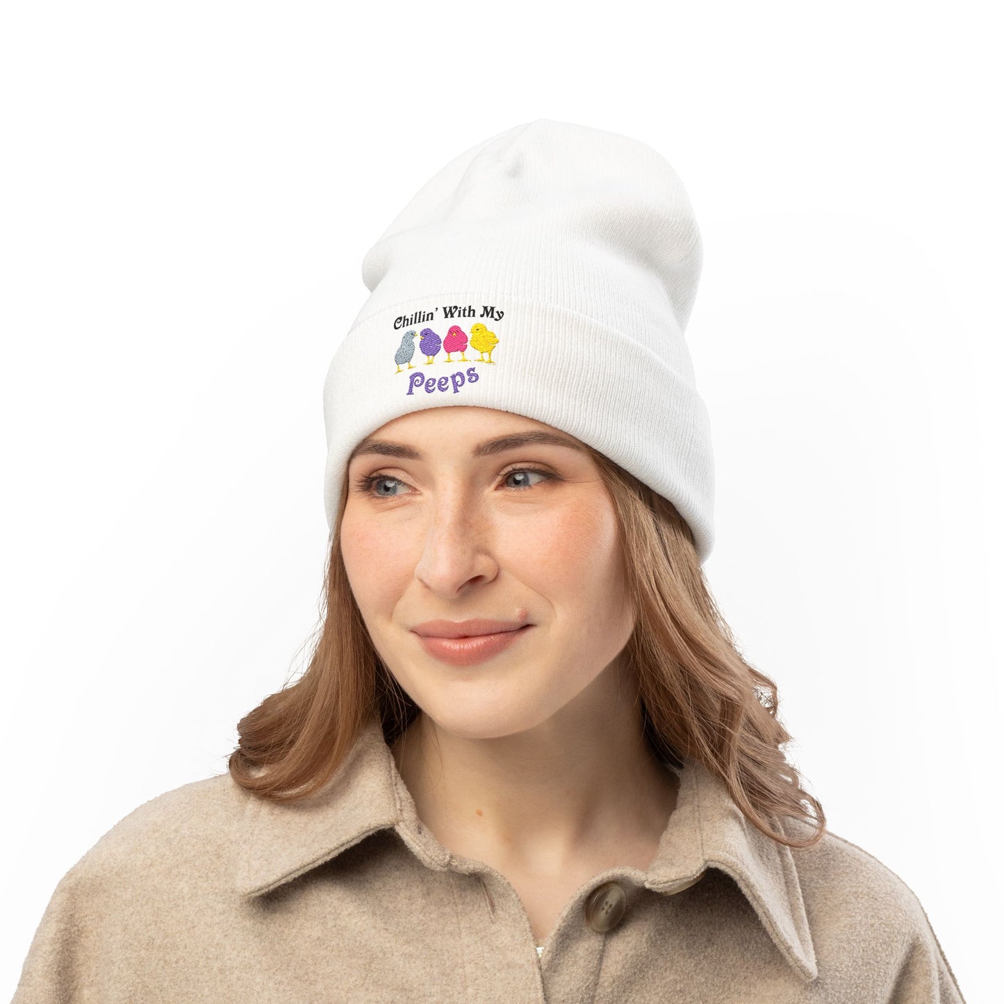 Chillin With My Peeps Embroidered Adult Knit Beanie Cap Hat by TOOLOUD